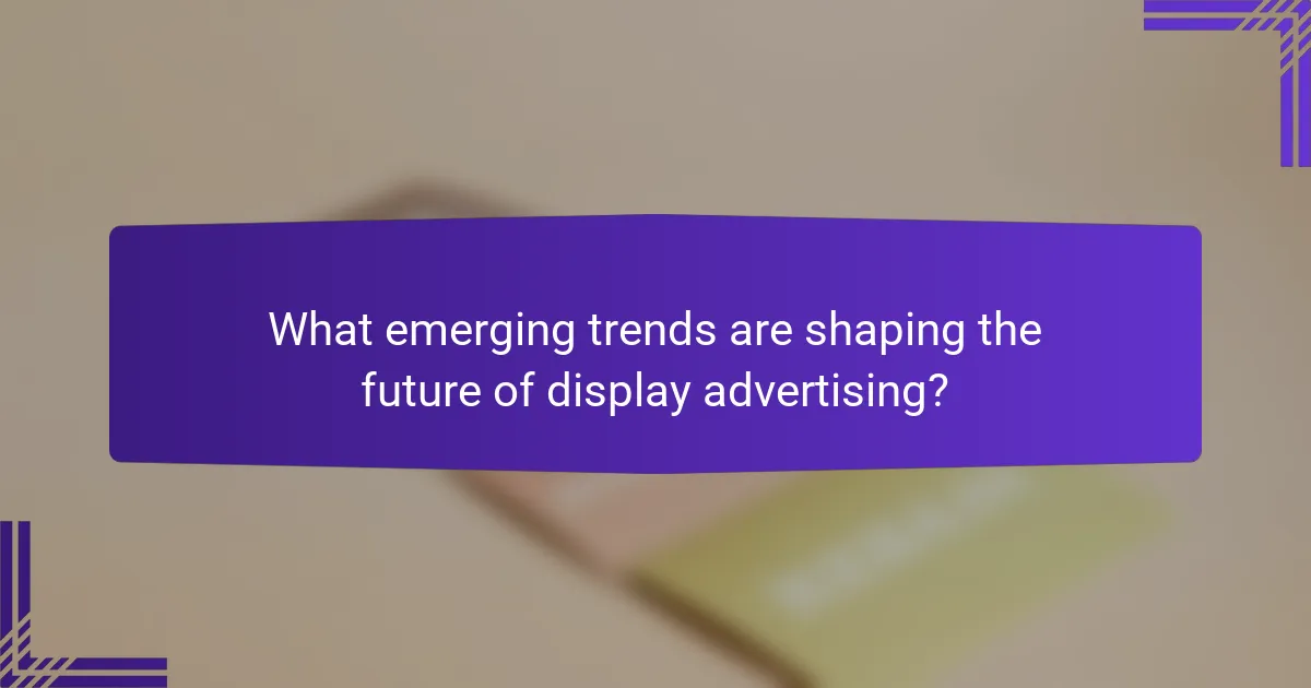 What emerging trends are shaping the future of display advertising?